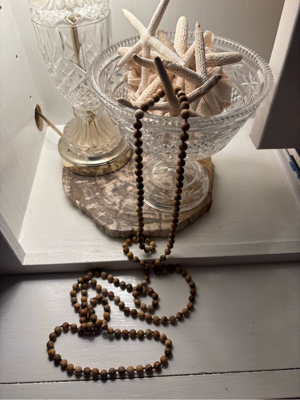 Natural Brown Beaded Long Necklace
